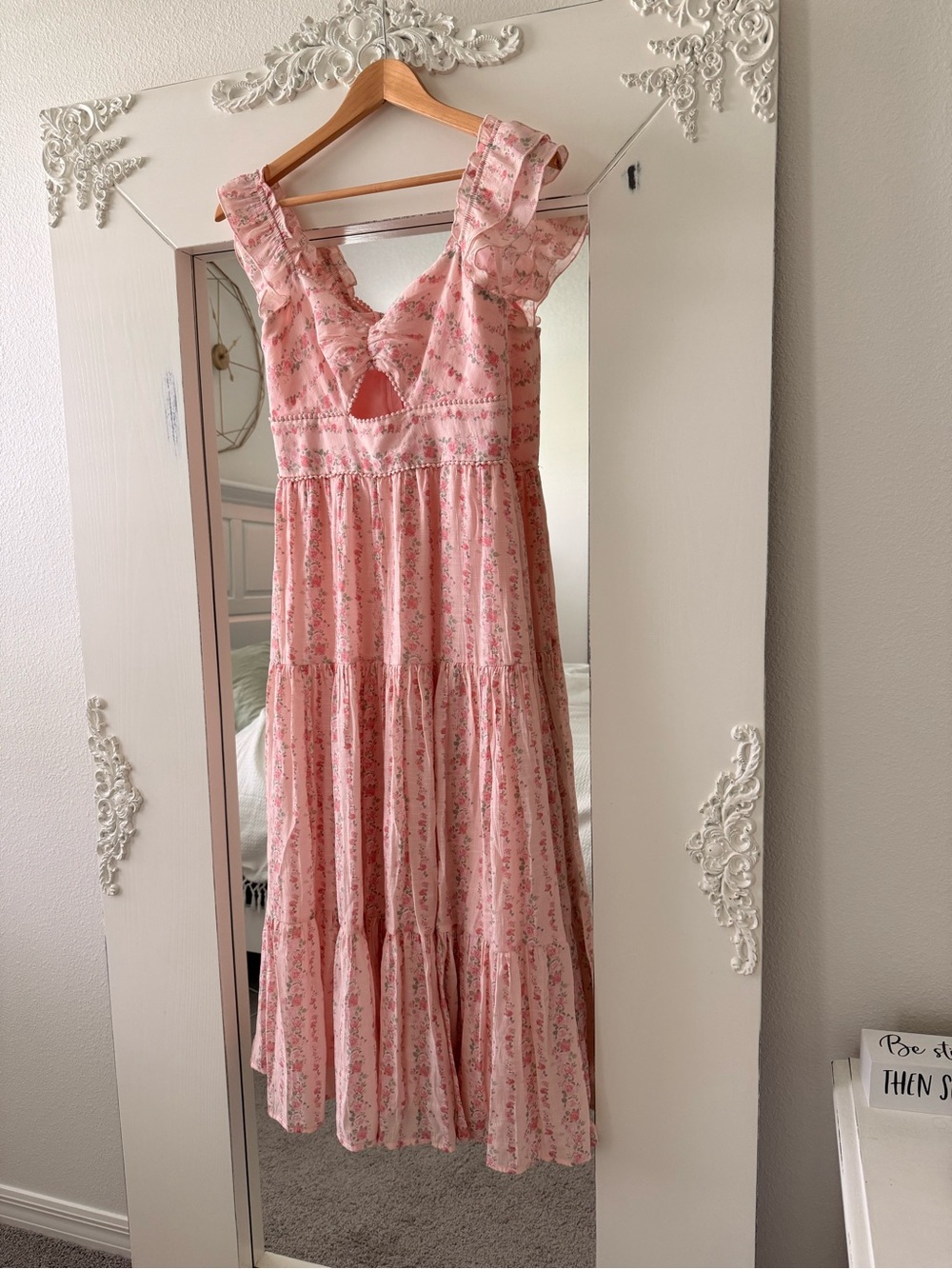Trixxi Blush Pink Floral Ruffle Tiered Maxi Dress